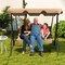 Outdoor 3 Seat Patio Swing with Cushioned Seat and UV Resistant Canopy
